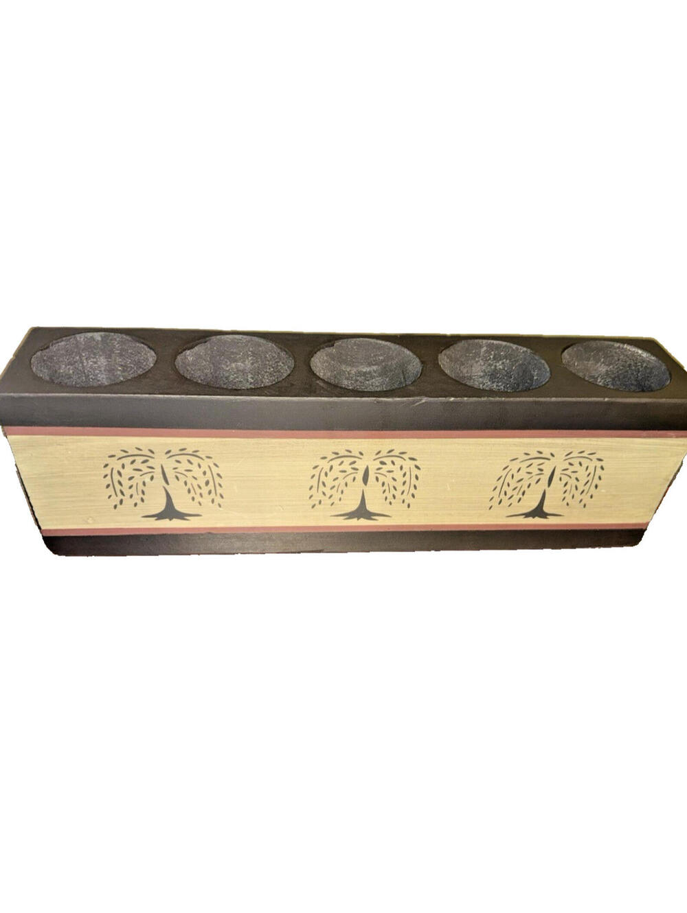 Vintage primitive folk art 5 Hole Wooden Sugar Mold Candle Holder country